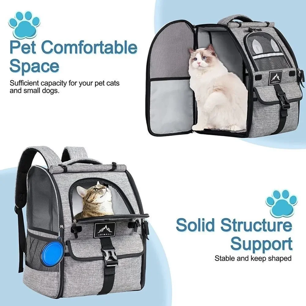Ventilated Design Breathable, Pet Carrier Backpack for Dogs, Cats, with Pet Bow
